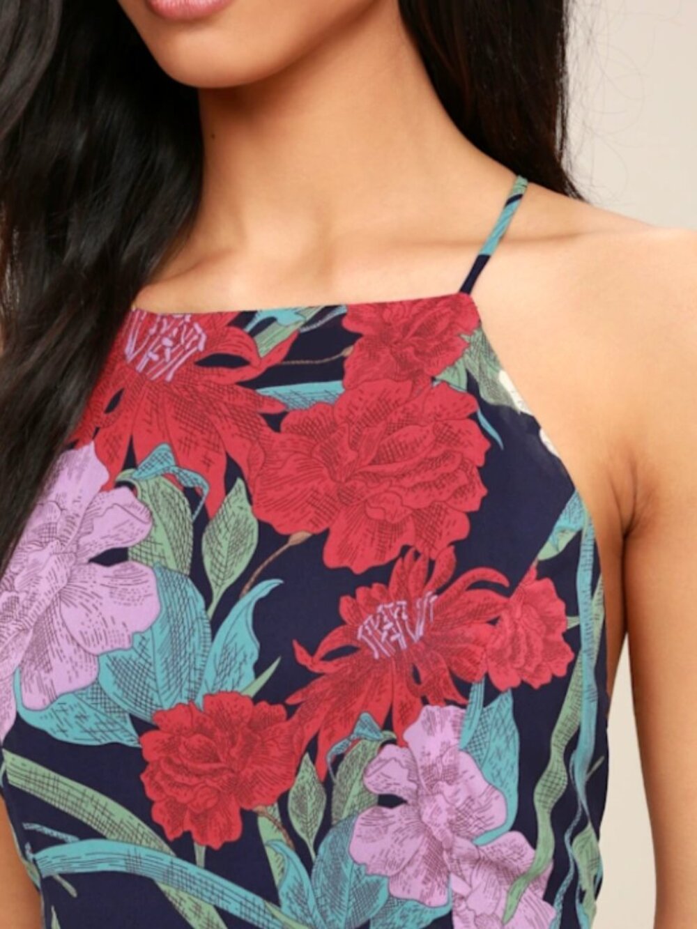 Lulus A Dream Realized Navy Blue Floral Print Maxi Dress M - Picture 5 of 13